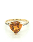 Citrine And Diamond Ring In 18k Yellow Gold.