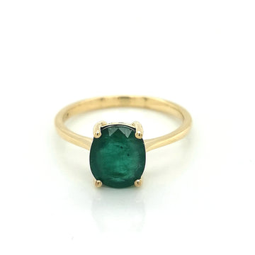 Solitaire Emerald Ring In 18k Yellow Gold.
