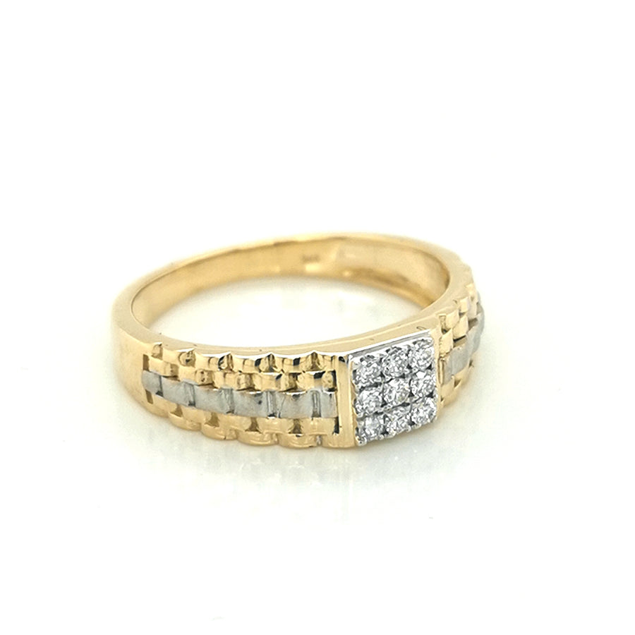 Diamond Ring For Men In 18k Two Tone Gold.