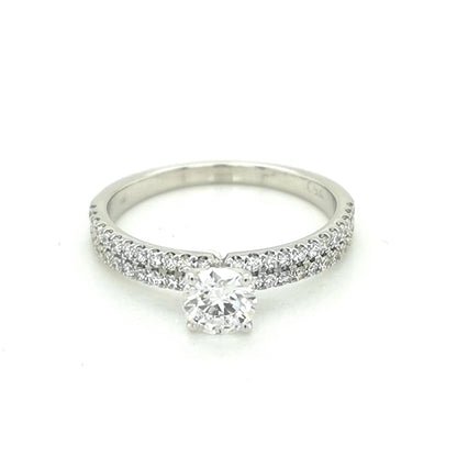 Solitaire Diamond Engagement Ring In 18k White Gold.