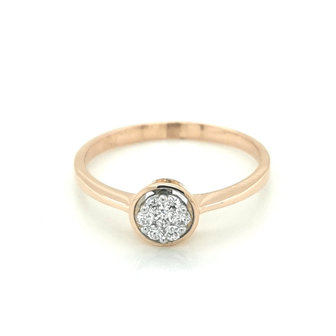 Cluster Set Diamond Ring In 28k Rose Gold.