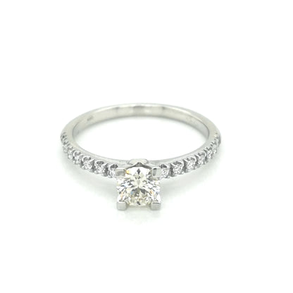 Solitaire Diamond Ring In 18k White Gold.