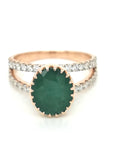 Emerald And Diamond Ring In 18k Rose Gold.