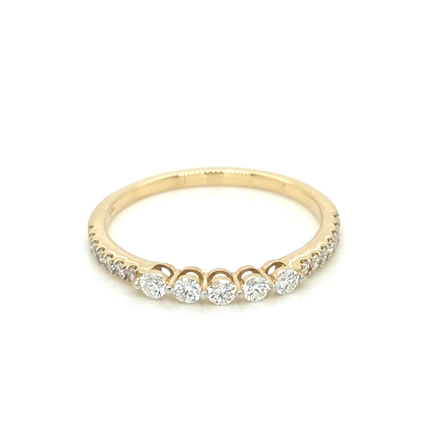 Half Eternity Diamond Ring in 18k Yellow Gold.