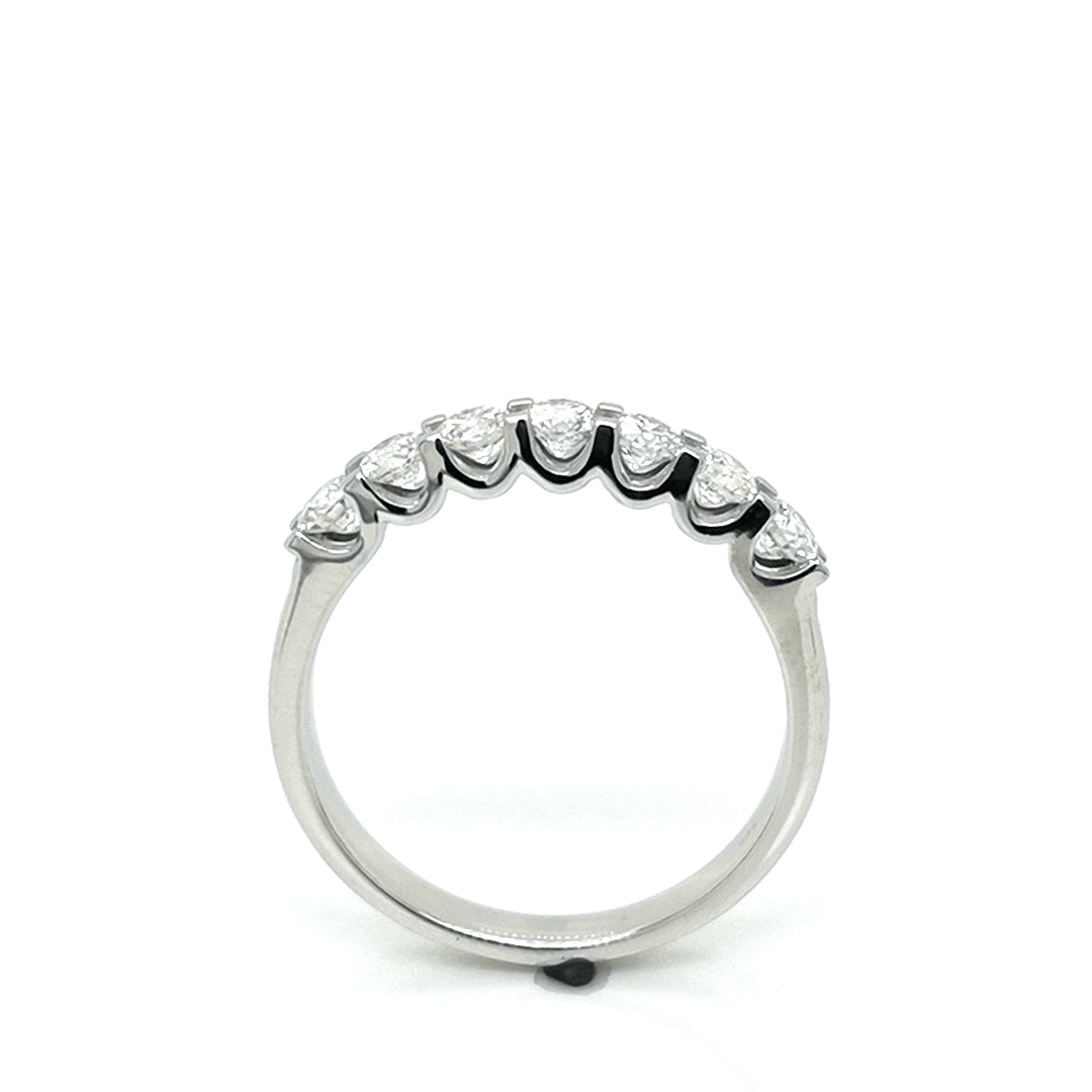 Seven Diamond Half Eternity Ring In 18k White Gold.