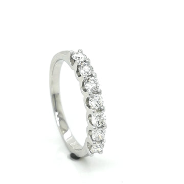 Seven Half Eternity Diamond Ring In 18k White Gold.