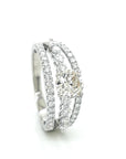 Multi Row Solitaire Diamond Engagement Ring In 18k White Gold.
