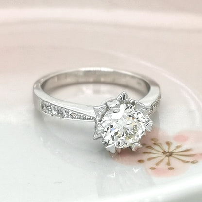 Solitaire Diamond Ring In 18k White Gold.