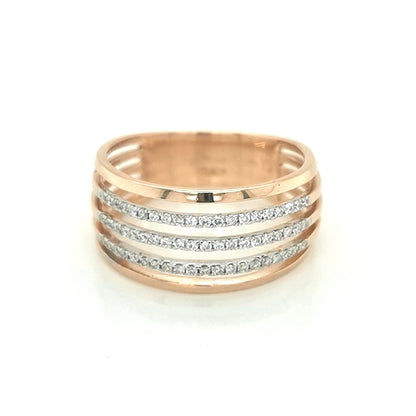 Multiple Row Diamond Dress Ring In 18k Rose Gold.