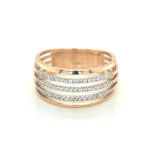 Multiple Row Diamond Dress Ring In 18k Rose Gold.