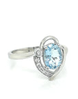 Aquamarine And Diamond Ring In 18k White Gold.