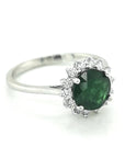 Tsavorite, Green Garnet Halo Ring In 18k White Gold.