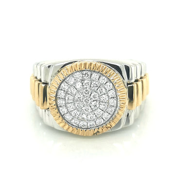 Men's Two Tone Rolex Style Diamond Ring In 18kl Gold.