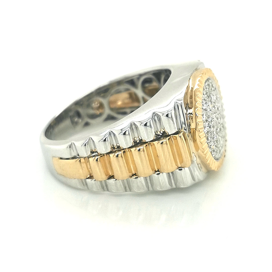 Men's Two Tone Rolex Style Diamond Ring In 18kl Gold.