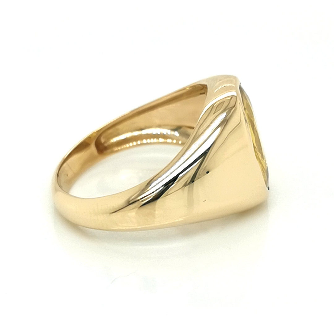 Wide Band Yellow Sapphire Men's Ring In 18k Yellow Gold.