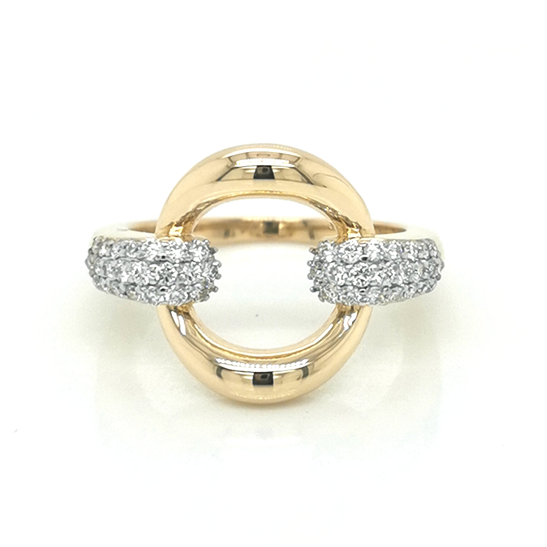 Open Circle Diamond Cocktail Ring In 18k Yellow Gold.