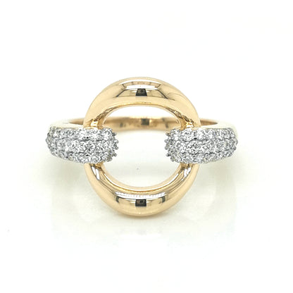 Open Circle Diamond Cocktail Ring In 18k Yellow Gold.