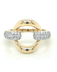 Open Circle Diamond Cocktail Ring In 18k Yellow Gold.