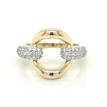 Open Circle Diamond Cocktail Ring In 18k Yellow Gold.