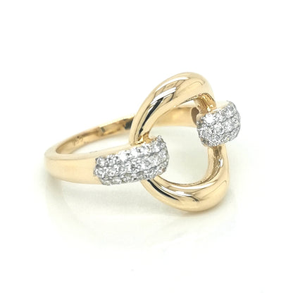 Open Circle Diamond Cocktail Ring In 18k Yellow Gold.