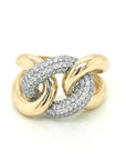 Unisex Cuban Link Chain Design Diamond Ring In 18k Yellow Gold.