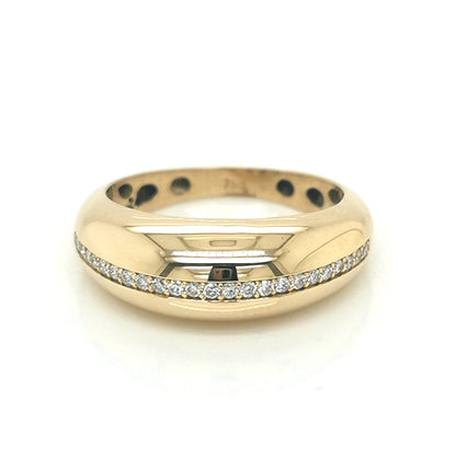 Unisex, Half Eternity, Bombe Diamond Ring In 18k Yellow Gold. 7230