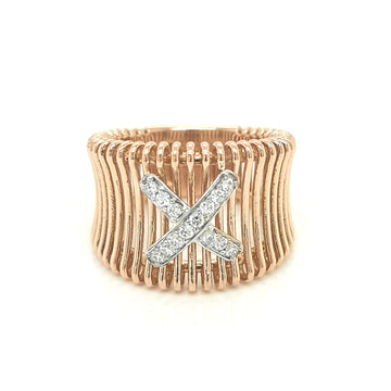 Unisex  Diamond Ring In 18k Rose Gold.