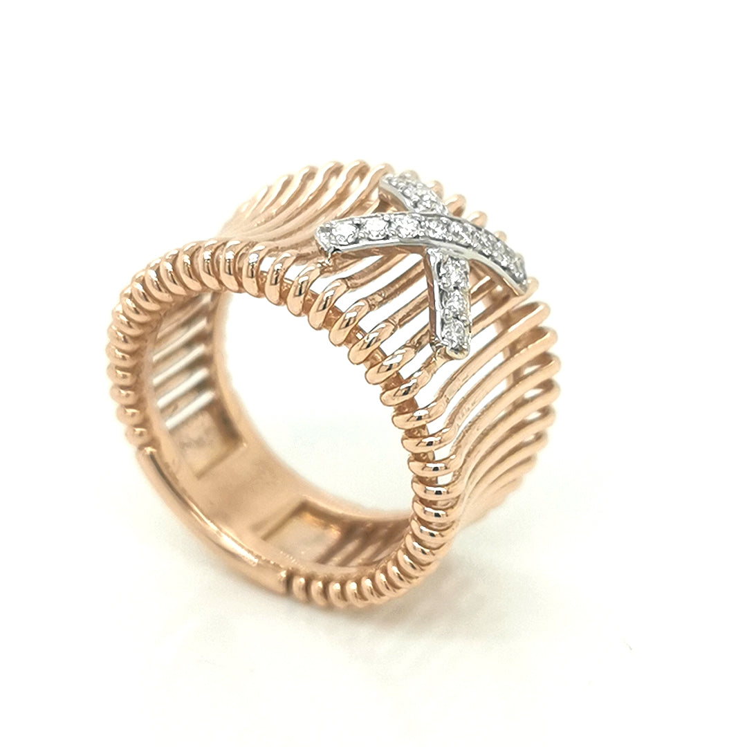 Unisex  Diamond Ring In 18k Rose Gold.