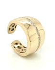 Cigar Wide Band Diamond Ring In 18k Yellow Gold.