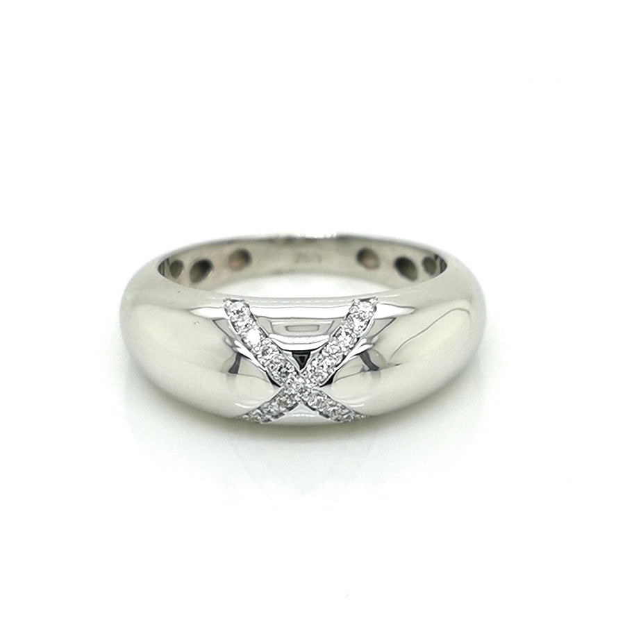 Bombe Diamond Ring In 18k White Gold.