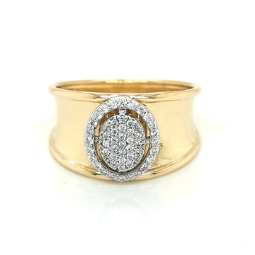 Cigar, Wide Band Diamond Cluster Ring In 18k Yellow Gold.
