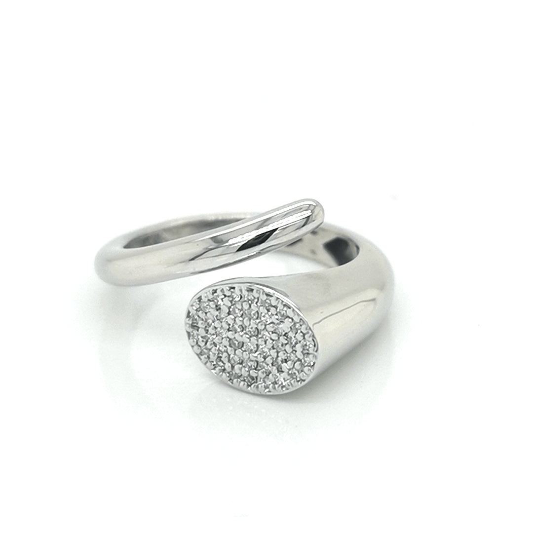 Unisex Chunky, Bold Diamond Ring In 18k White Gold.