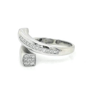 Open Cuff Designer Diamond Ring In 18k White Gold.