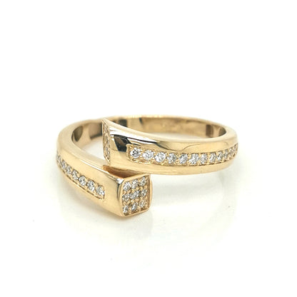 Open Cuff Designer Diamond Ring In 18k yellow Gold.