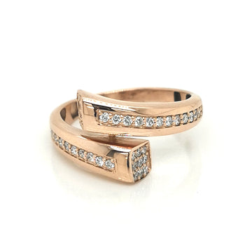 Open Cuff Diamond Ring In 18k Rose Gold.