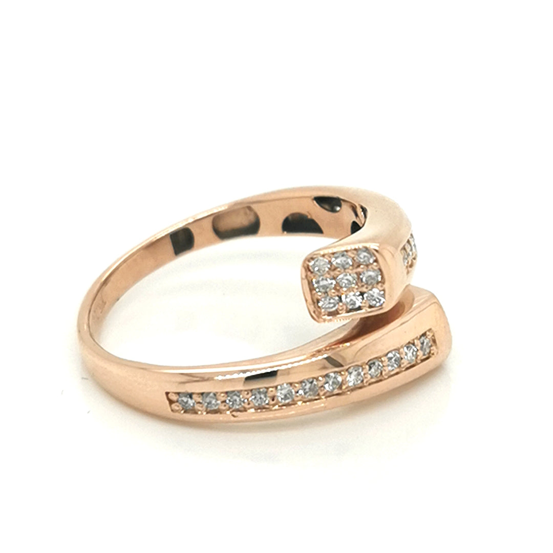 Open Cuff Diamond Ring In 18k Rose Gold.