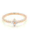 Four Diamond Floral Cluster Ring In 18k Rose Gold.