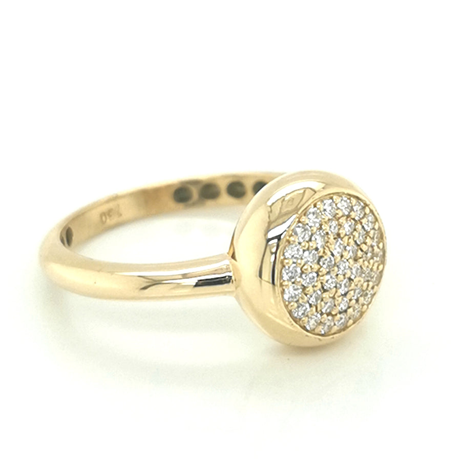 Cluster Set Diamond Ring In 18k Yellow Gold.