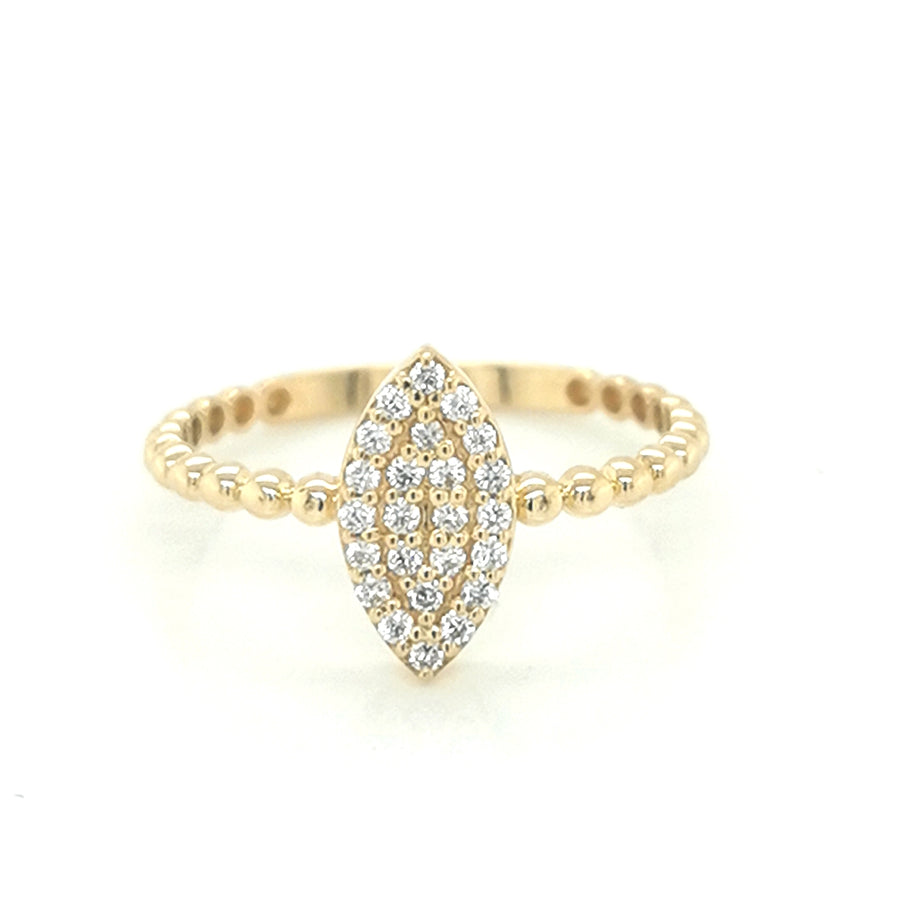 Marquise Shape Cluster Diamond Ring In 18k Yellow Gold.