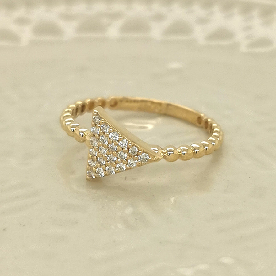 Triangle Motif Cluster Set Diamond Ring In 18k Yellow Gold.