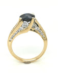 Bypass Sapphire And Diamond Engagement Ring In 18k Yellow Gold.