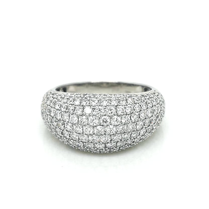 Dome, Bombe, Cocktail Diamond Ring In 18k White Gold.