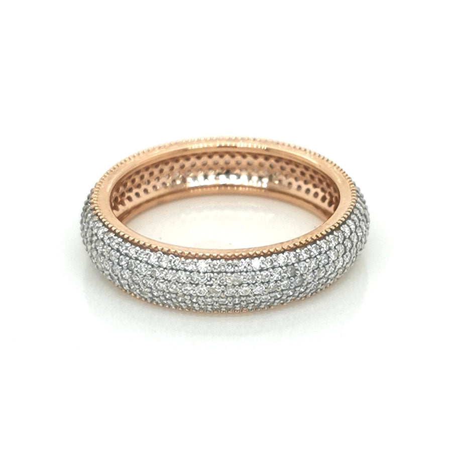 Multi Row Full Eternity Diamond Ring In 18k Rose Gold.