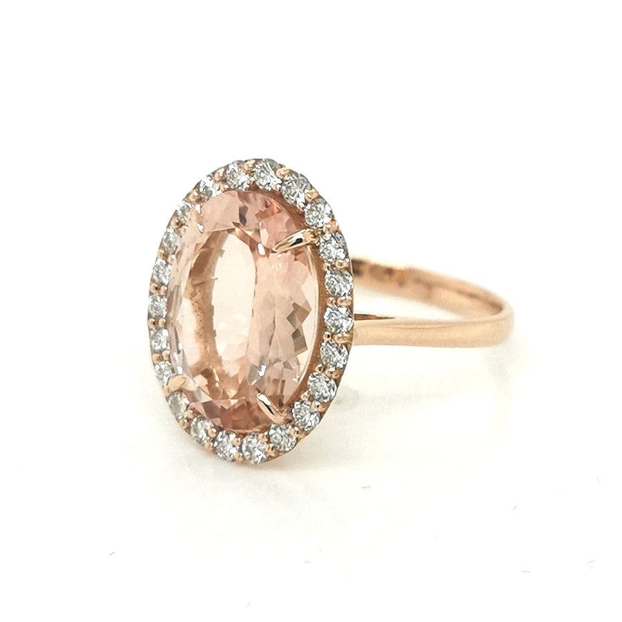 Morganite And Diamond Ring In 18k Rose Gold.