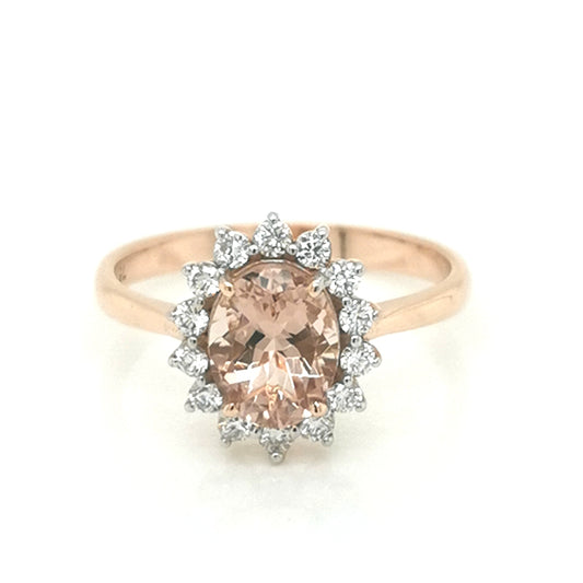 Morganite And Diamond Ring In 18k Rose Gold.