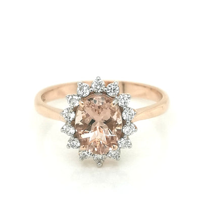 Morganite And Diamond Ring In 18k Rose Gold.