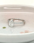 Solitaire Pear Shape Diamond Ring In 18k White Gold.