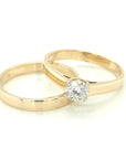 Solitaire Diamond Ring, Bridal set In 18k Yellow Gold.