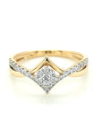 Edgy Interlocking Cluster Set Diamond Ring In 18k Yellow Gold.