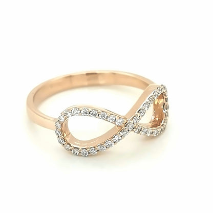 Infinity Symbol Diamond Ring In 18k Rose Gold.